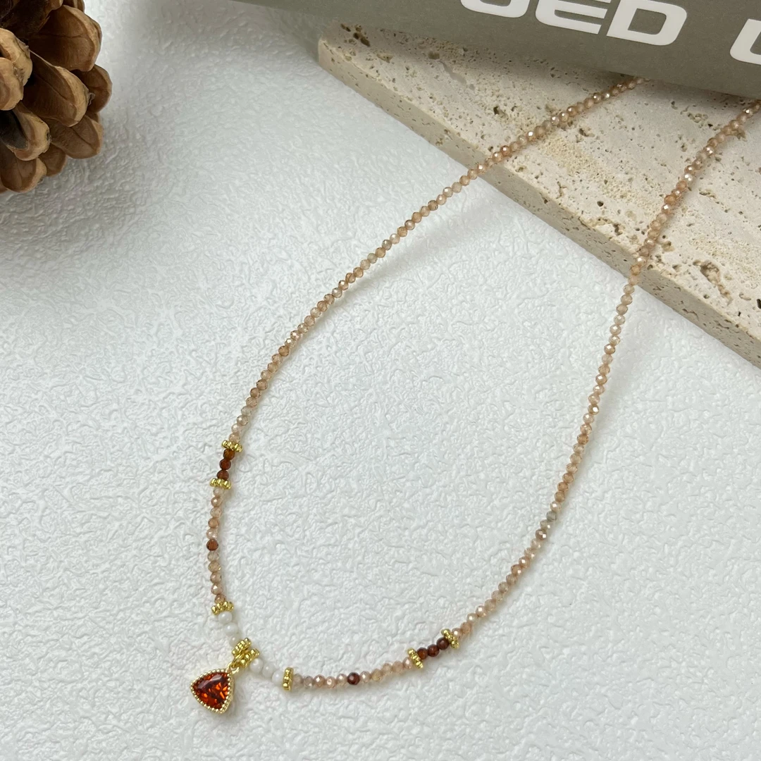 xx045时尚百搭轻奢气质三角锆石简约拼接撞色锁骨链