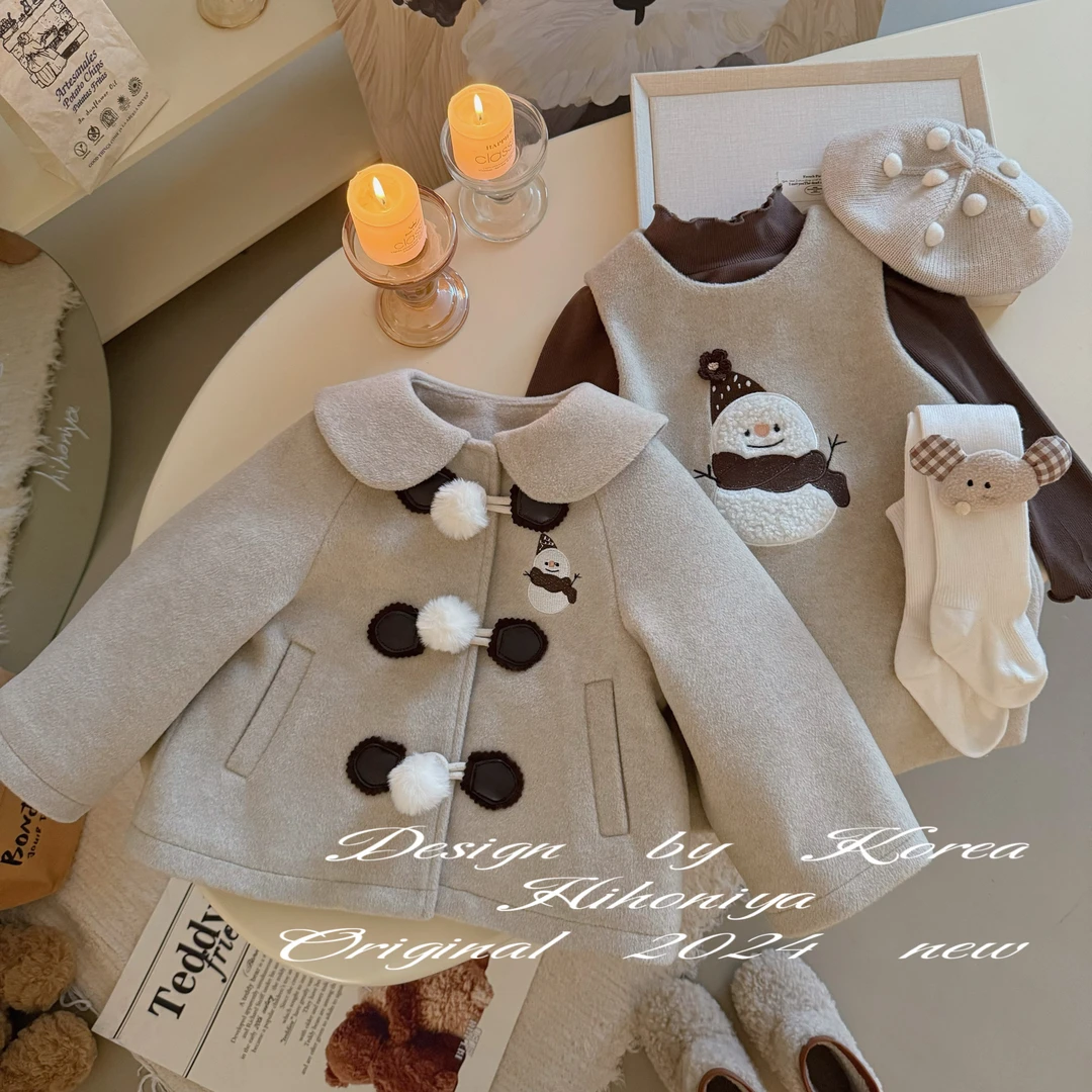 Q【小雪人&三分甜】五Hihoniya~2024秋冬宝宝新款气质韩版加厚洋气