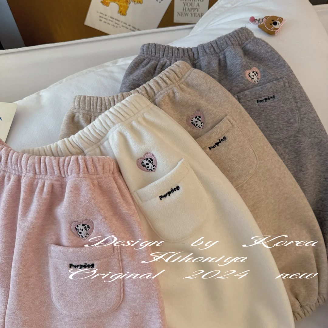 Q【绯红少女】五Hihoniya~2024冬季亲子斑点狗宽松显瘦韩版宝宝卫裤