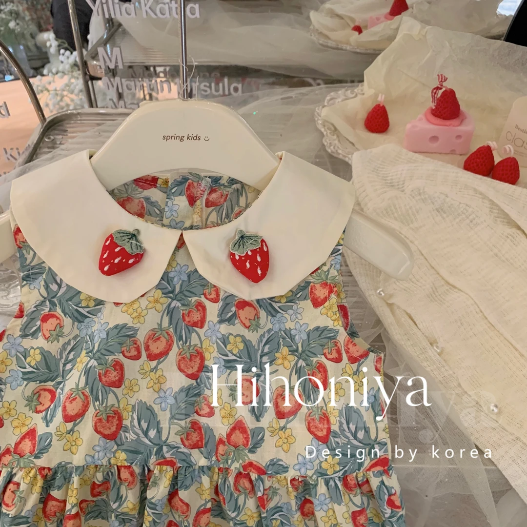 现【小草莓】五Hihoniya~2024夏季新款宝宝莓碎花甜美连衣裙