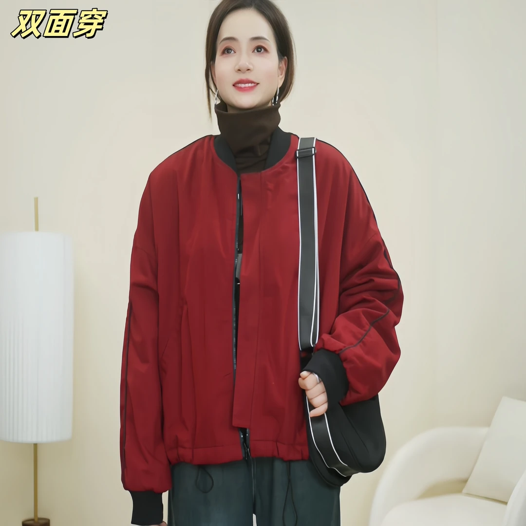 秋冬新款时尚休闲百搭双面穿棉衣外套冬季宽松加厚保暖棉服女276