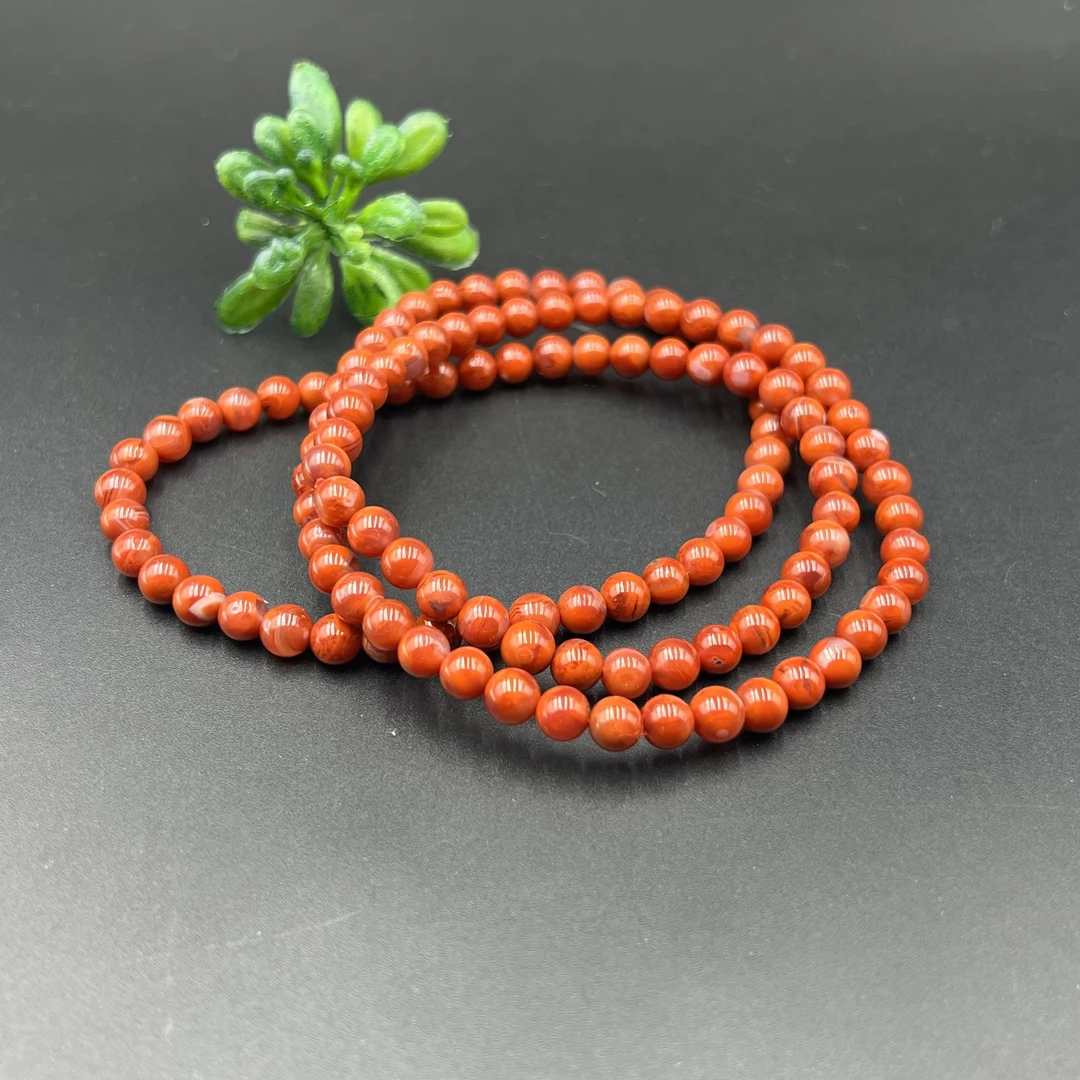 原矿无优化（编号22）瓦西南红牛血色圆珠多圈4mm+项链多样性发1条