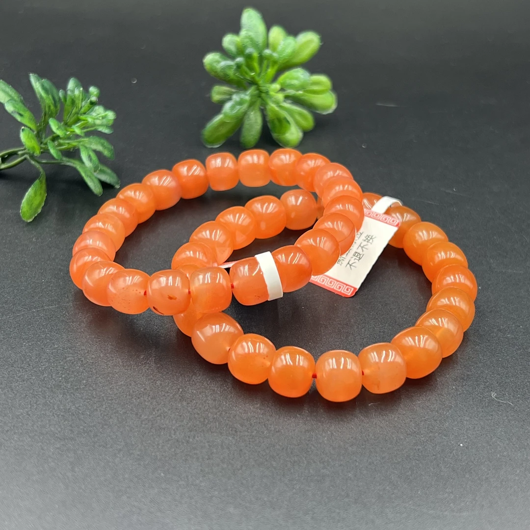 原矿无优化（编号38）老型珠冰红满色南红手串9mm+单圈多样性发1条