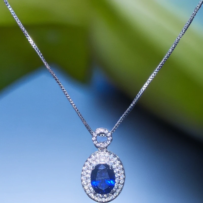 【清仓处理】皇家蓝色-蓝宝石-精工合金培育吊坠66