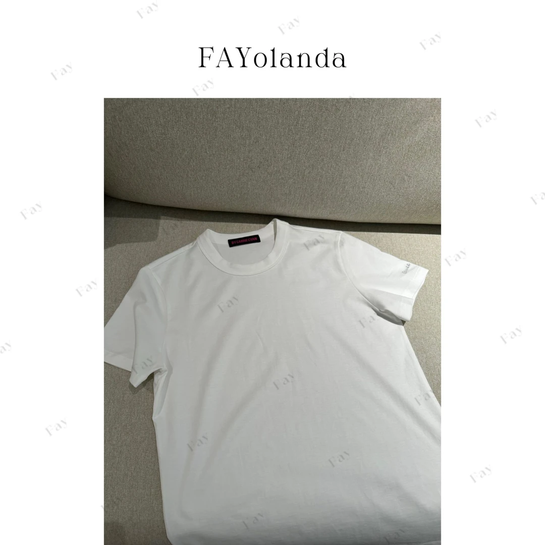 FAY | 两色百搭袖口字母舒适短袖（3H0001）