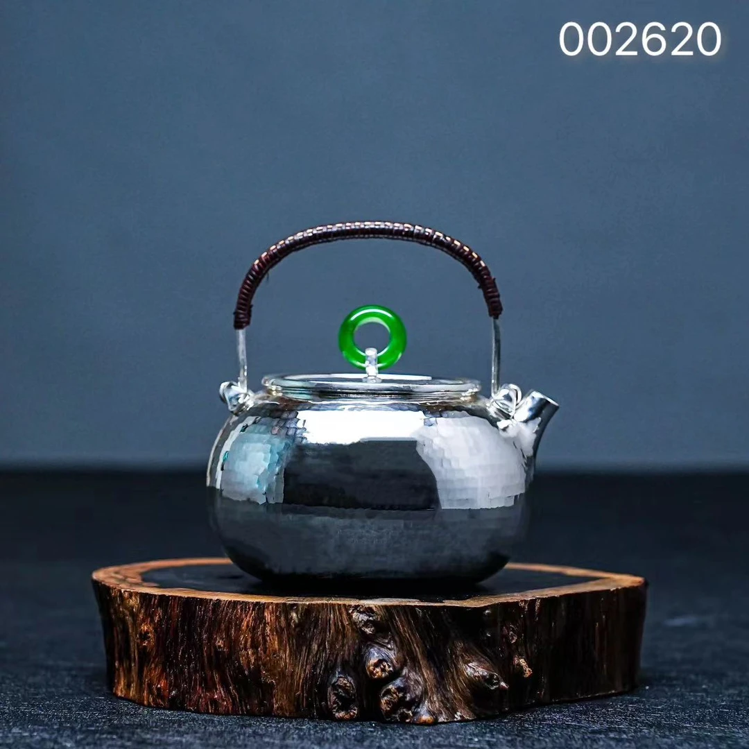 【森田手作】足银999纯手工一张打银壶北村小提梁家用泡茶壶