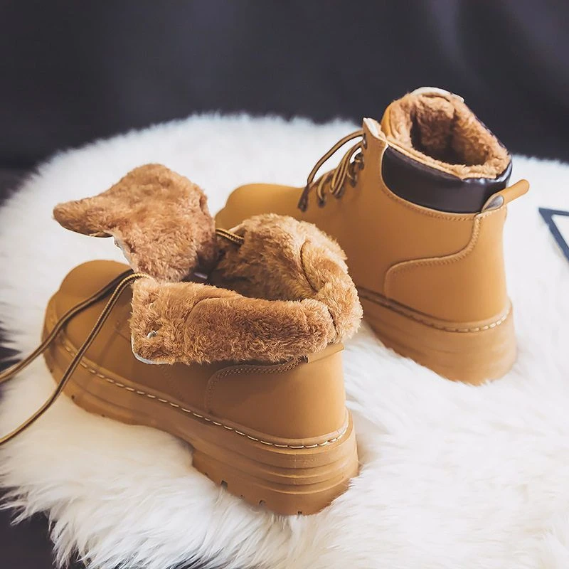 加绒大黄靴男女情侣鞋冬季韩版加厚保暖百搭休闲鞋高帮女鞋MX1518