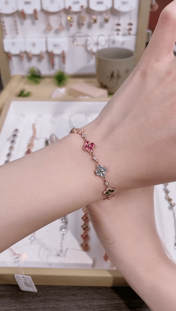 【闪购商品】碧玺天然碧玺手链银S925镶嵌1