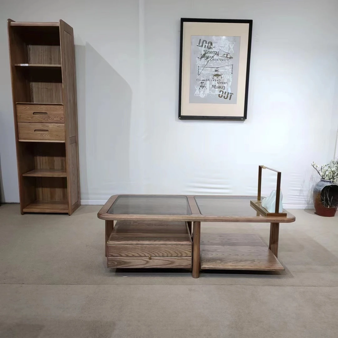 艺橡空间家具..白蜡木茶几黑胡桃色135*76*42