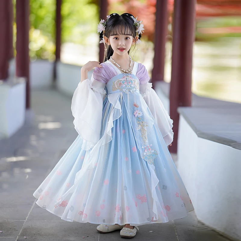 女童古风超仙汉服春秋款小女孩古装连衣裙儿童唐装襦裙中国风夏季
