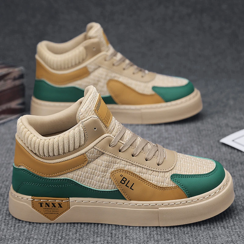 【设计师款】2024年秋冬新款男鞋时尚百搭工装鞋软底软面高帮板鞋