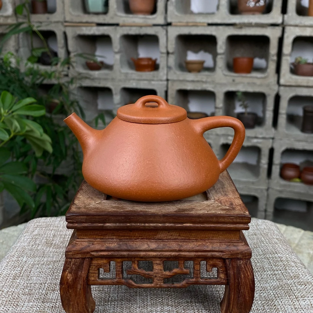 原矿粗砂红泥子冶石瓢紫砂壶 200ml