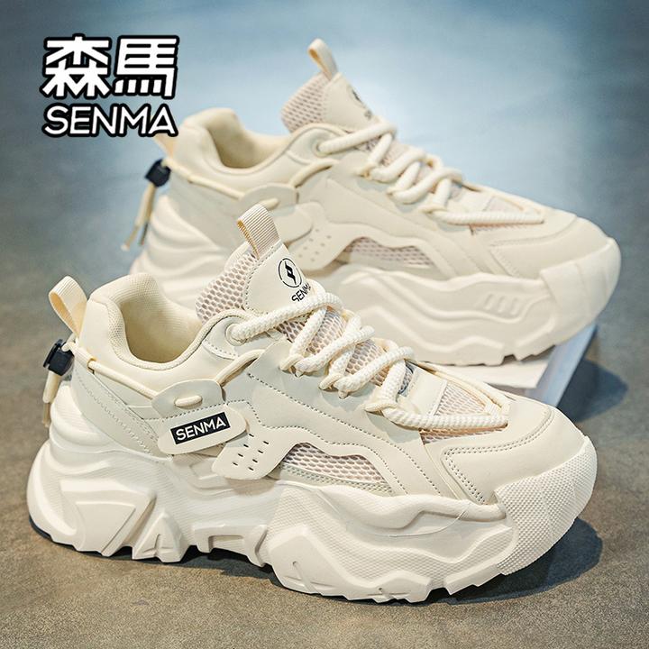 森马男鞋秋季潮牌高级感百搭休闲学生跑步网面运动厚底增高老爹鞋