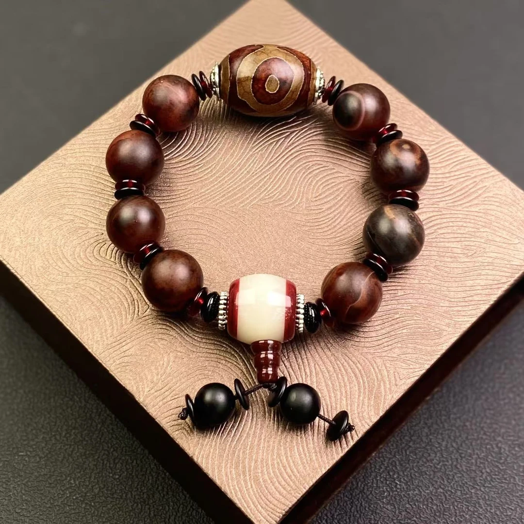 1005121/天然玛瑙三眼古珠复古手串 多样性一件发