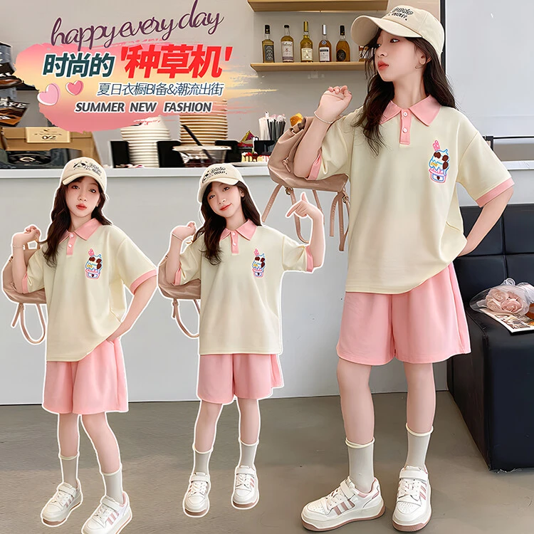 【POLO套装】女童夏季休闲时尚洋气潮流夏日中大童