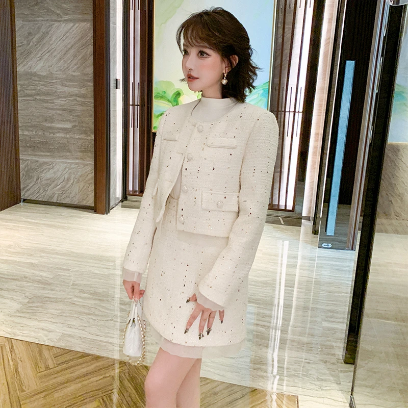 【现货】MIUCO亮片粗花呢短款外套