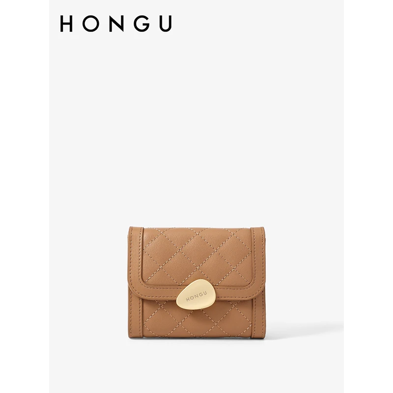 红谷女包时尚真皮复古多功能零钱包钱夹高档百搭经典短三折卡包