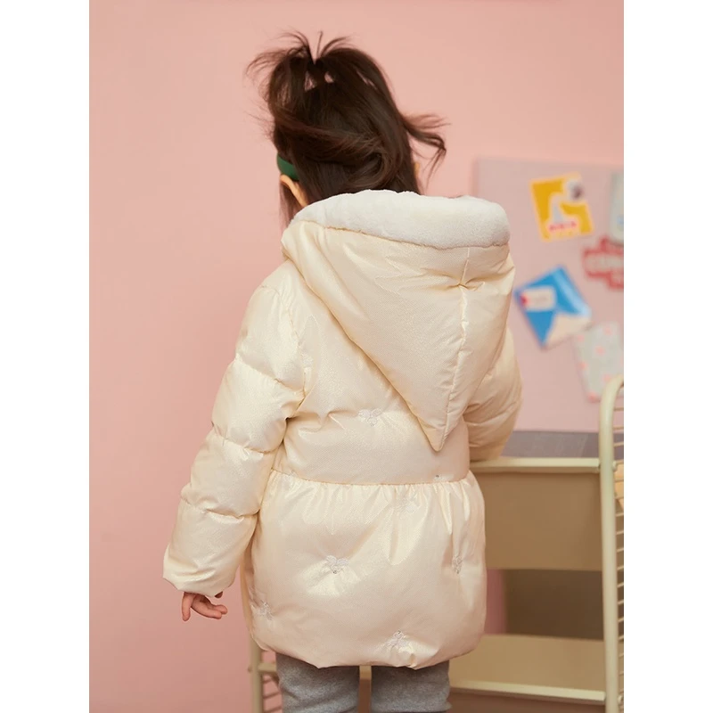 YUYBEIB女童加厚连帽秋冬加绒白鸭绒冬季女宝羽【质量问题 不上架】