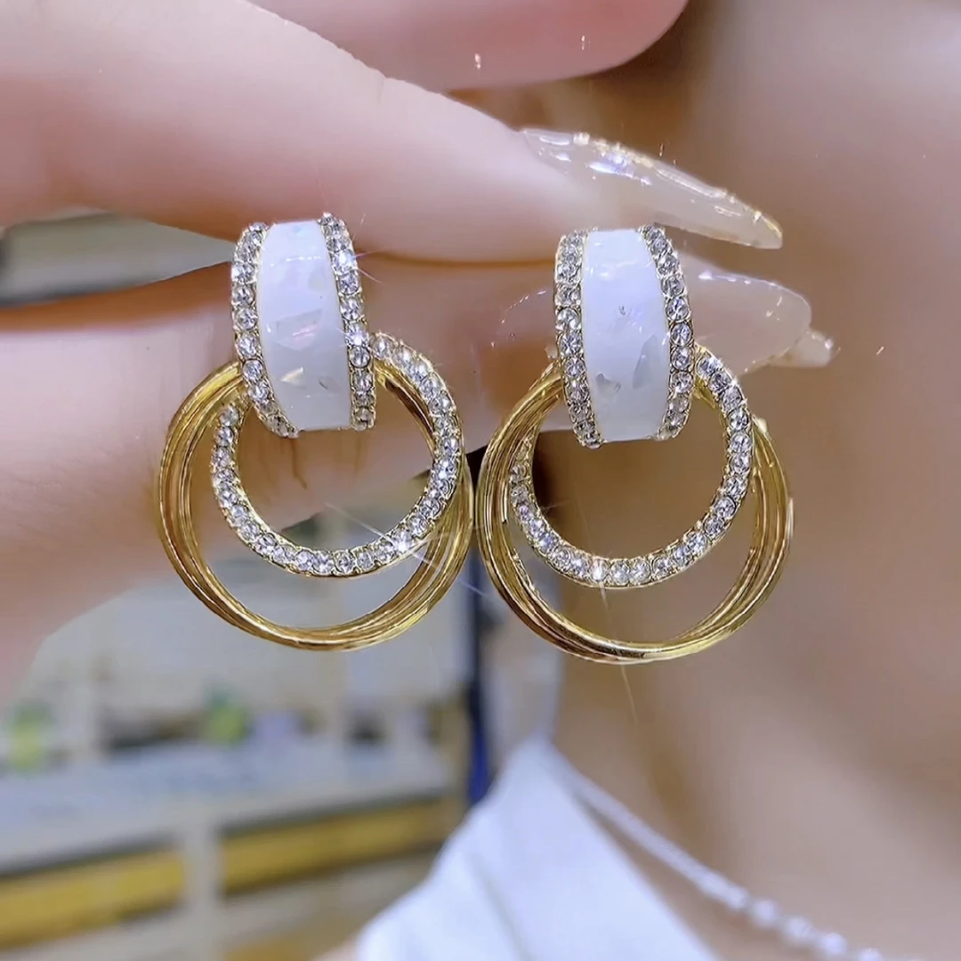 铜合金珐琅耳饰 A756时尚精致耳环耳圈百搭款不挑脸型耳环气质