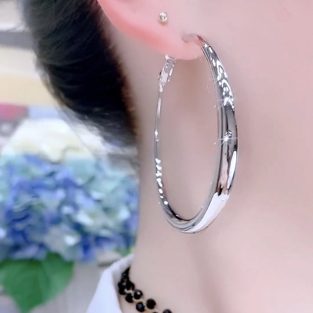 铜合金耳饰 Q615-新款时尚百搭光面素圈圆环气质欧美大气素款耳环