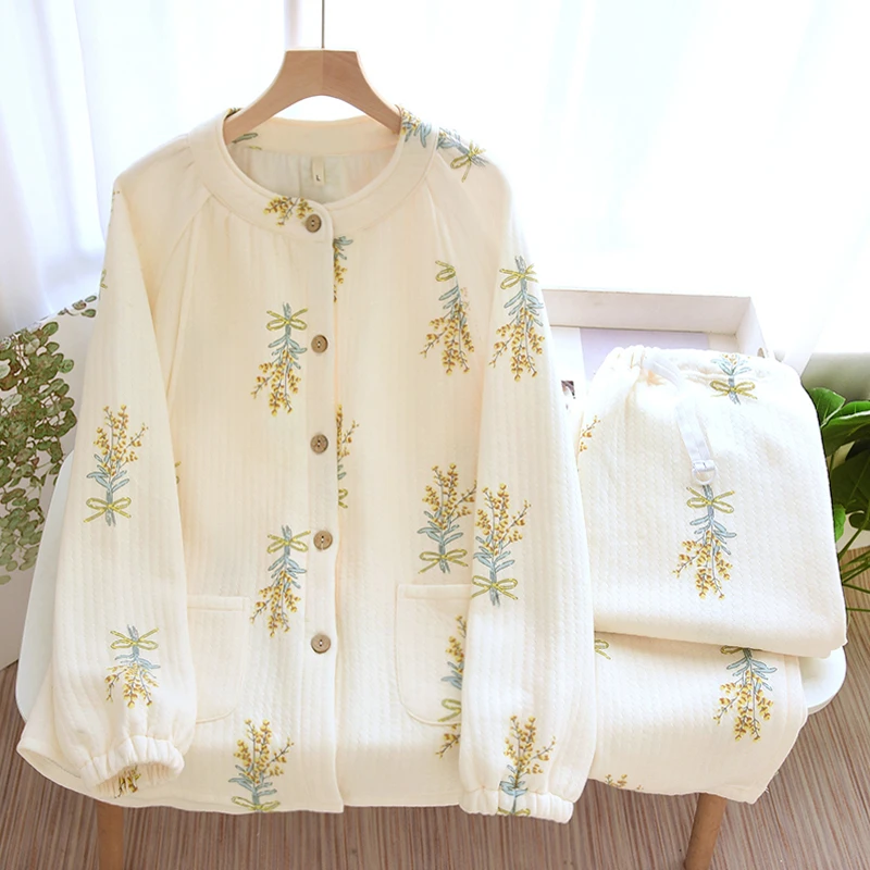 【风铃草】秋冬纯棉月子服加厚夹棉保暖孕妇睡衣产后空气棉喂奶衣