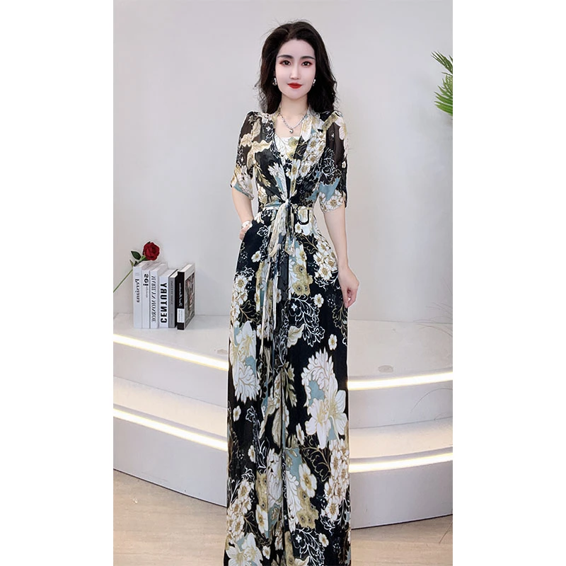 2024夏季新款显瘦时尚洋气高贵感女士印花气质连体裤女68118高档