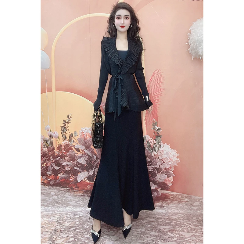 秋季新款法式时尚长袖包臀裙套装女2023小众上衣套装女88563