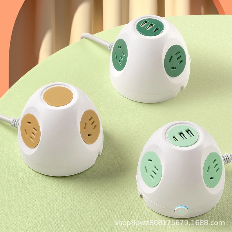 创意星球插座多功能USB充电圆形排插面板家用接线板多孔宿舍学生