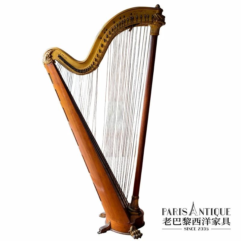 老巴黎｜西洋古董家具 法国里昂古董竖琴 19世纪末
