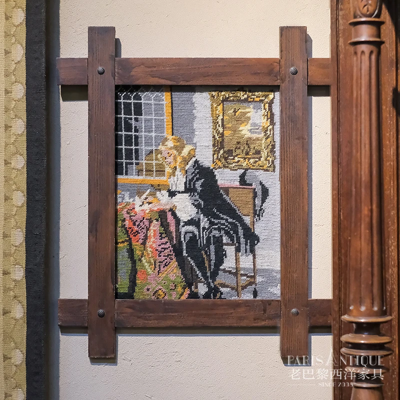 老巴黎｜西洋古董画 法国中古绣面装饰画