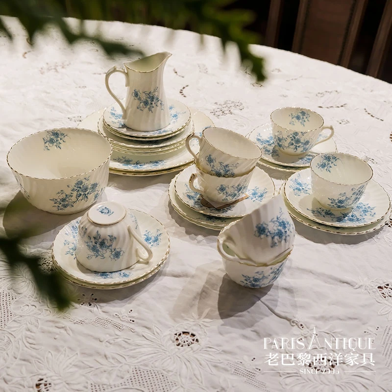 老巴黎｜西洋古董瓷器 英国复古vintage骨瓷咖啡杯套装