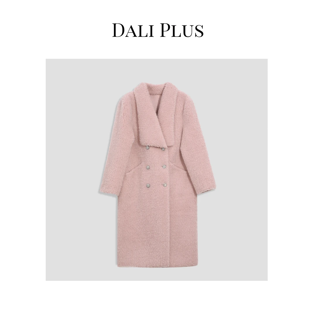 DALI PLUS重磅100全羊毛颗粒毛气质西柚粉大衣外套-226511-热力感