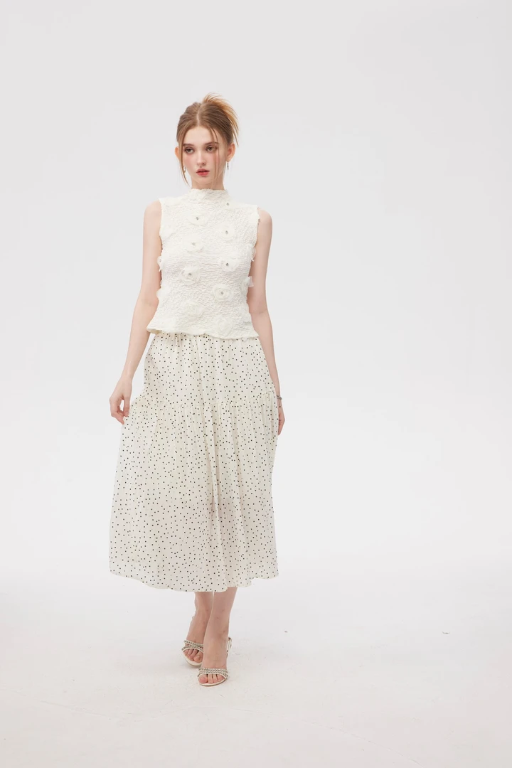 NOT FOR US25SS白色玫瑰钻饰无袖上衣