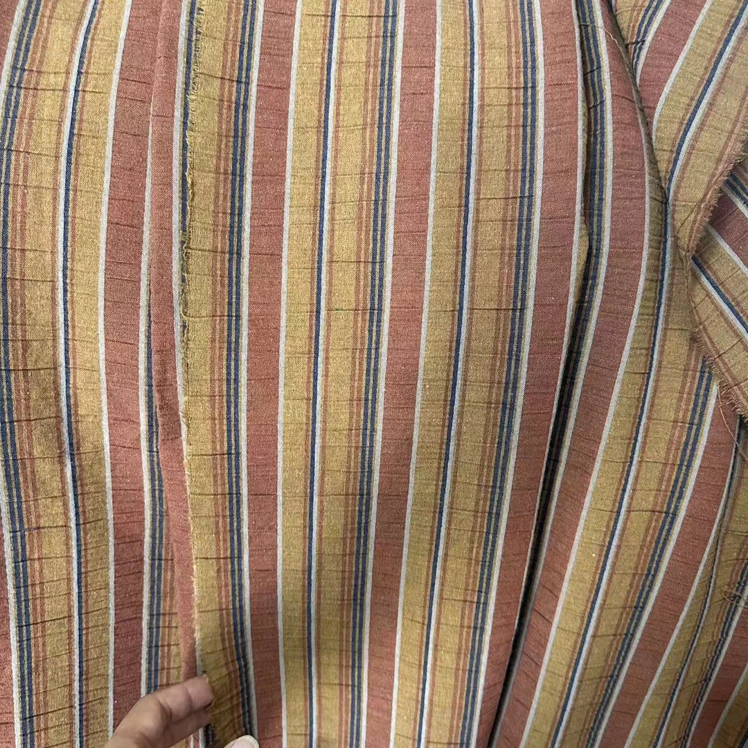 日本进口1.25宽色织双面机理亚麻棉麻复古连衣裙裤子旗袍服装布料