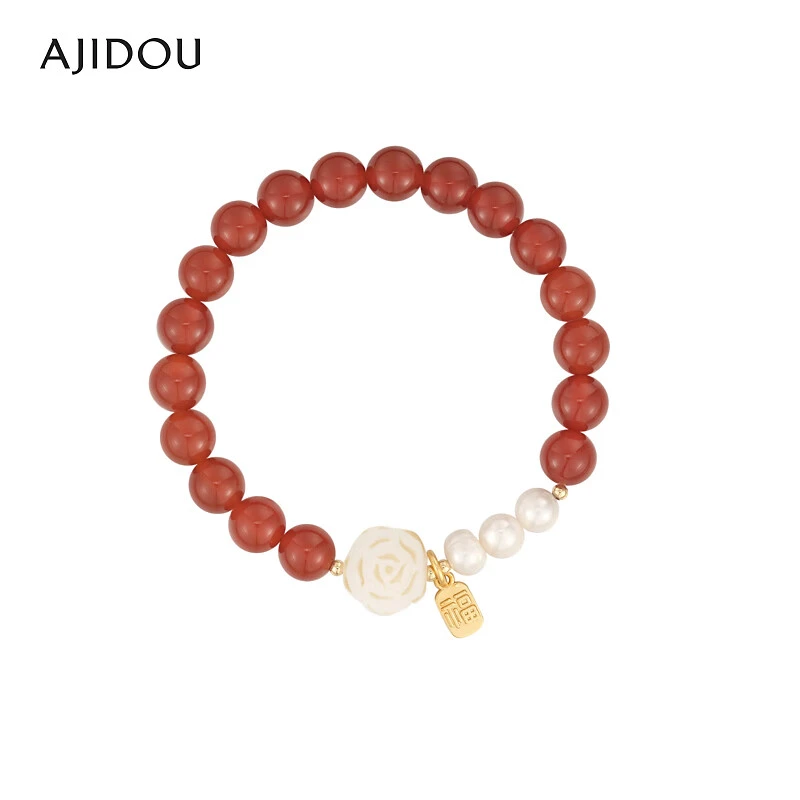 AJIDOU阿吉豆休闲简约玛瑙福字串珠手链【CH】