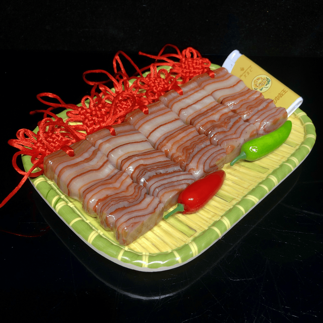 三色可选，五福临门天然猪肉石肉丁一盘5个带盘发货约850克