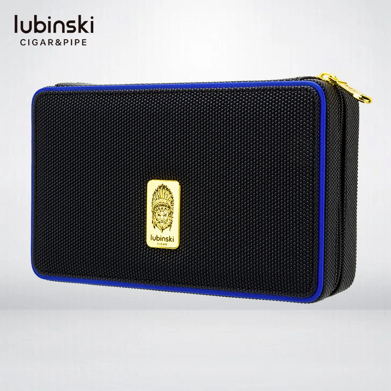 LUBINSKI便携雪茄盒硅胶皮雪松木含打火机剪刀工具三件套装烟具
