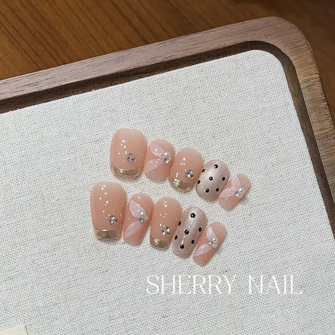 『波点小姐』Sherry-Nail设计纯手工穿戴甲仿真/可拆卸反复用美甲