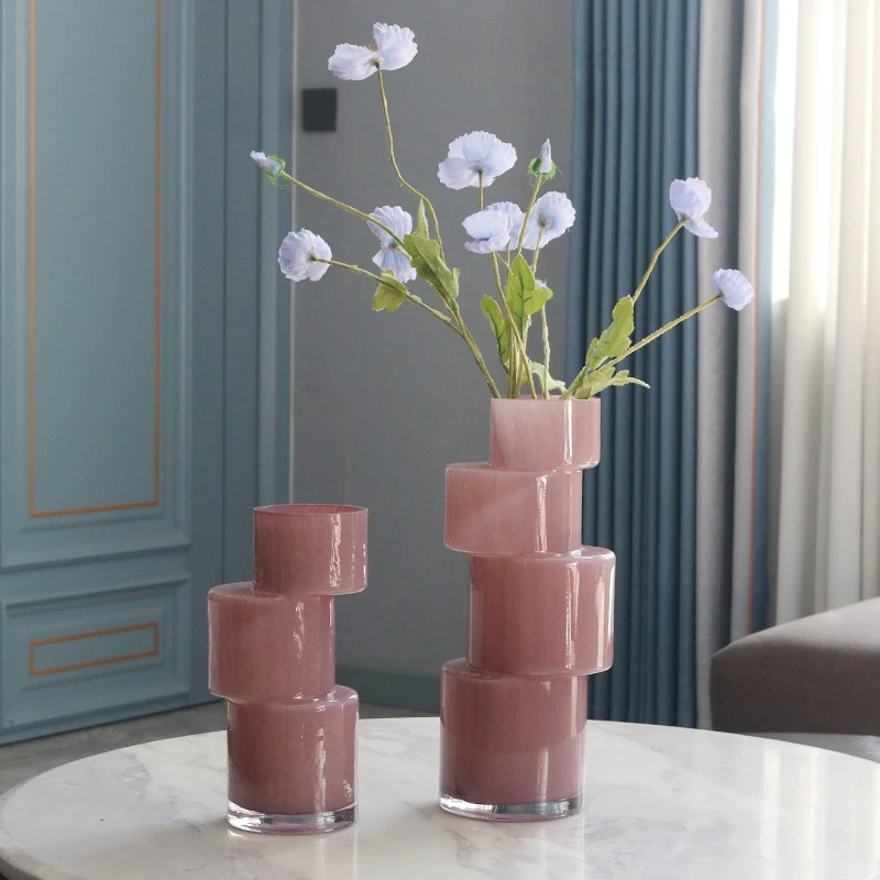 北欧错位创意轻奢花瓶玻璃透明水培鲜花装饰客厅餐桌摆件