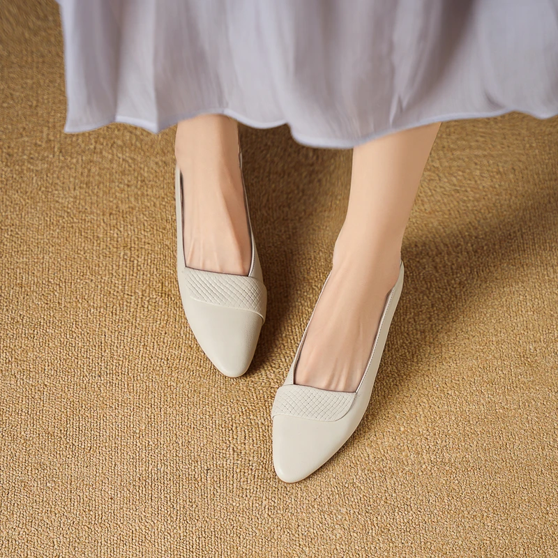 DMD265羊皮/3CM新款百搭芒果头春夏季女鞋软底休闲复古浅口软底鞋