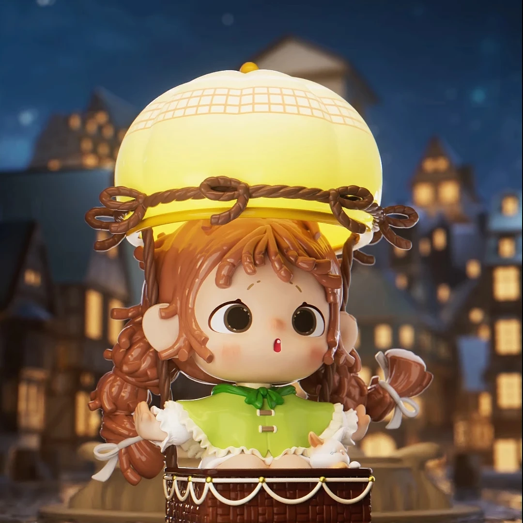 正版黑玩芙芙夜幕下的微光之城系列卷毛线女孩盲盒潮玩手办摆件