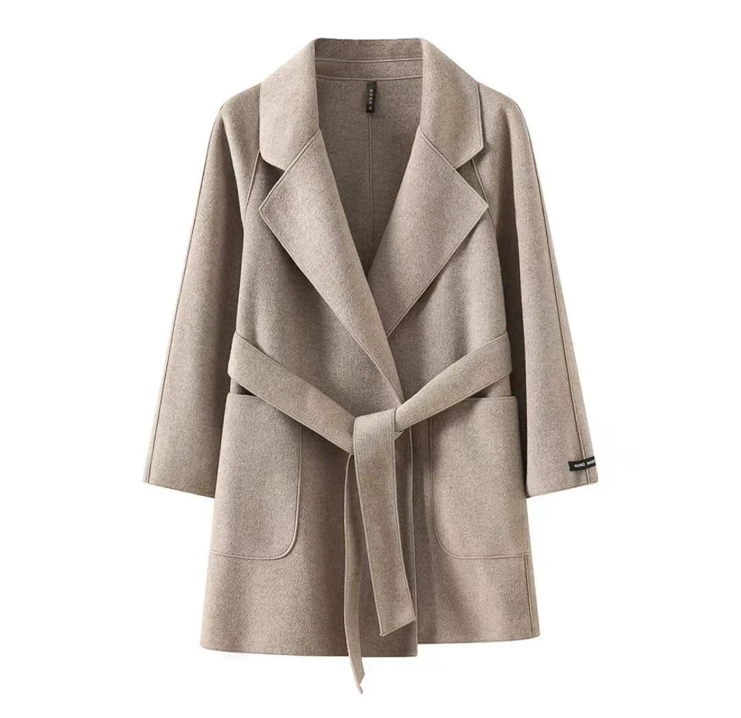 【现货现发】秋冬双面绒大衣女气质休闲宽松显瘦百搭小个子毛呢外套