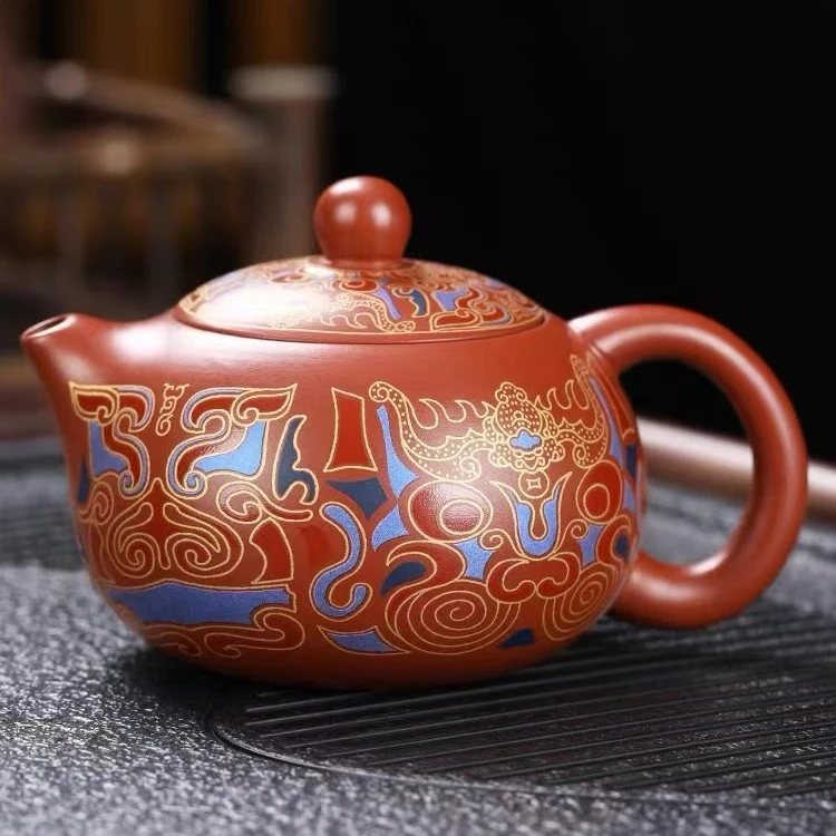 凤鸣紫砂壶原矿大红袍紫砂手工泡茶壶单壶高端泡茶器珐琅彩西施壶