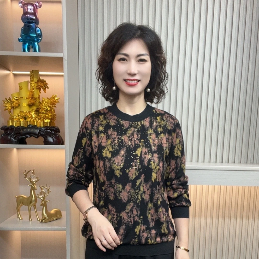 中老年女装妈妈装长袖洋气时尚宽松秋装大码秋季百搭显瘦气质遮肚