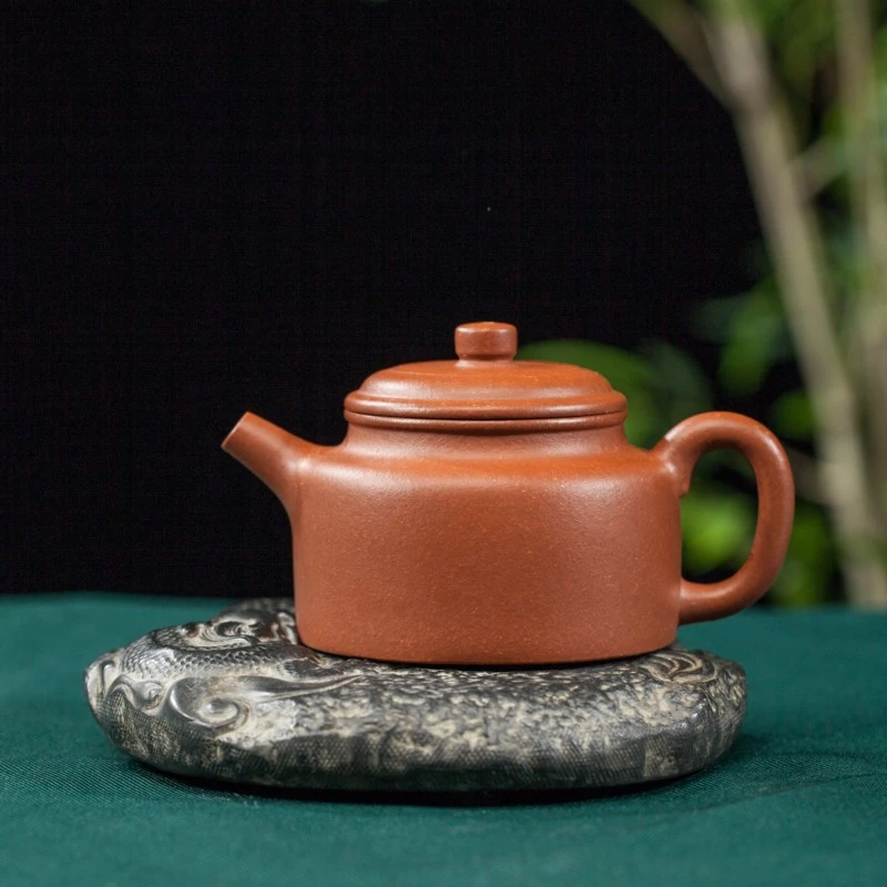 黄龙山原矿紫砂红降坡泥，半手工德钟紫砂壶