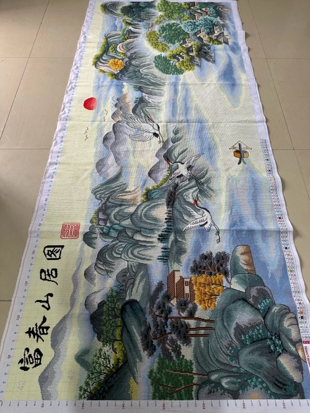 2.9✖️110富春山居新版清明上河图图十字绣成品