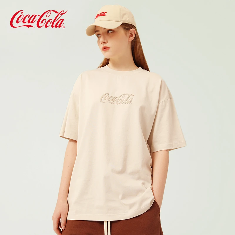 Coca-Cola/可口可乐 夏季短袖男百搭透气宽松圆领时尚印花情侣款