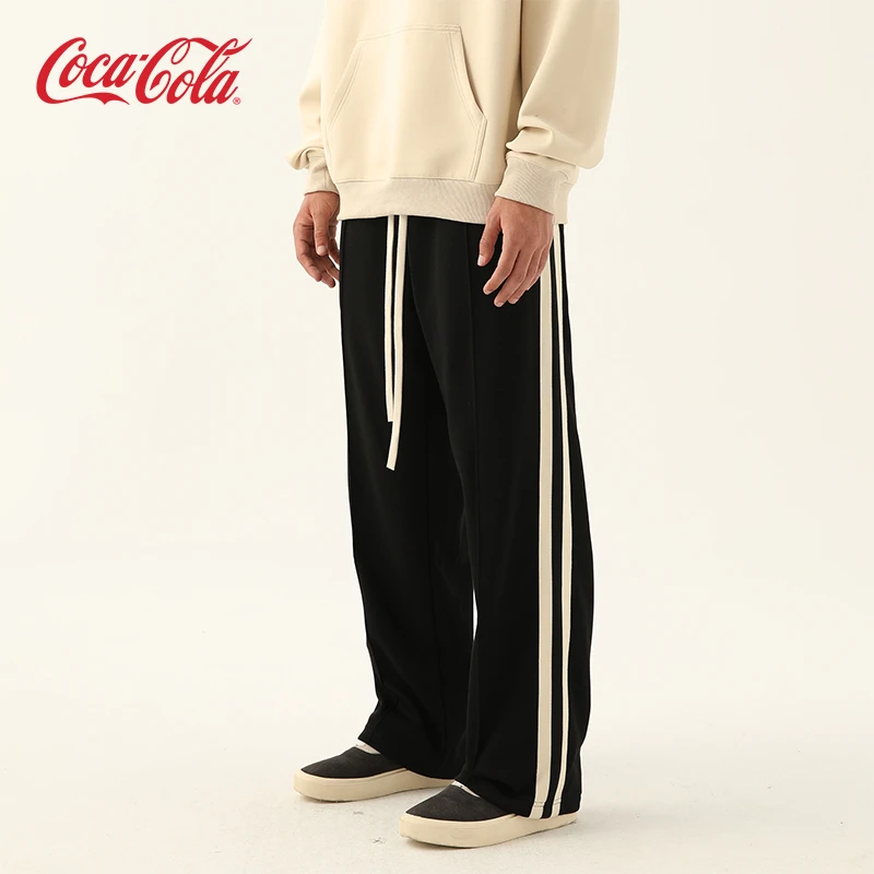 Coca-Cola/可口可乐休闲裤男潮流美式条纹百搭秋冬款高级感直筒裤