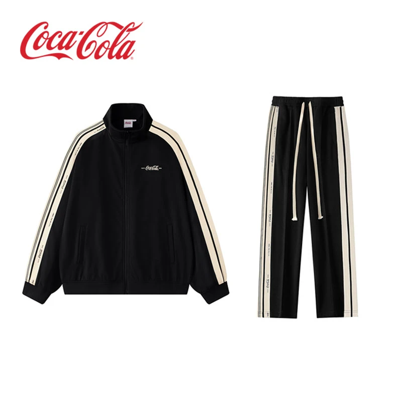 Coca-Cola/可口可乐运动套装男时尚休闲百搭款潮流春秋款拼接套装