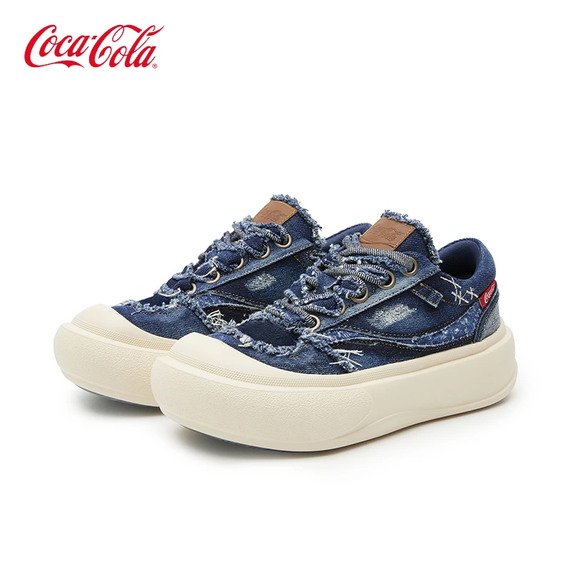 Coca-Cola/可口可乐  乐歪歪复古水洗牛仔防滑耐磨休闲大头板鞋